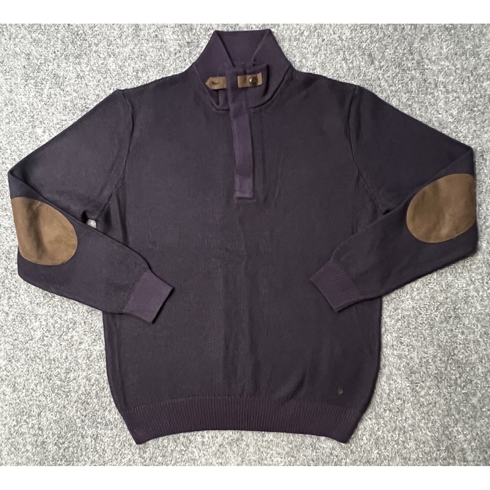 Bugatti Men's Mock Neck 1/4 Zip Pullover Sweater Plum Purple • Large Wool Blend